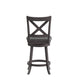 Black Vinyl/Gray Wash Walnut Frame |#| Commercial Wooden Swivel Counter Stools - Gray Wash Walnut/Black LeatherSoft