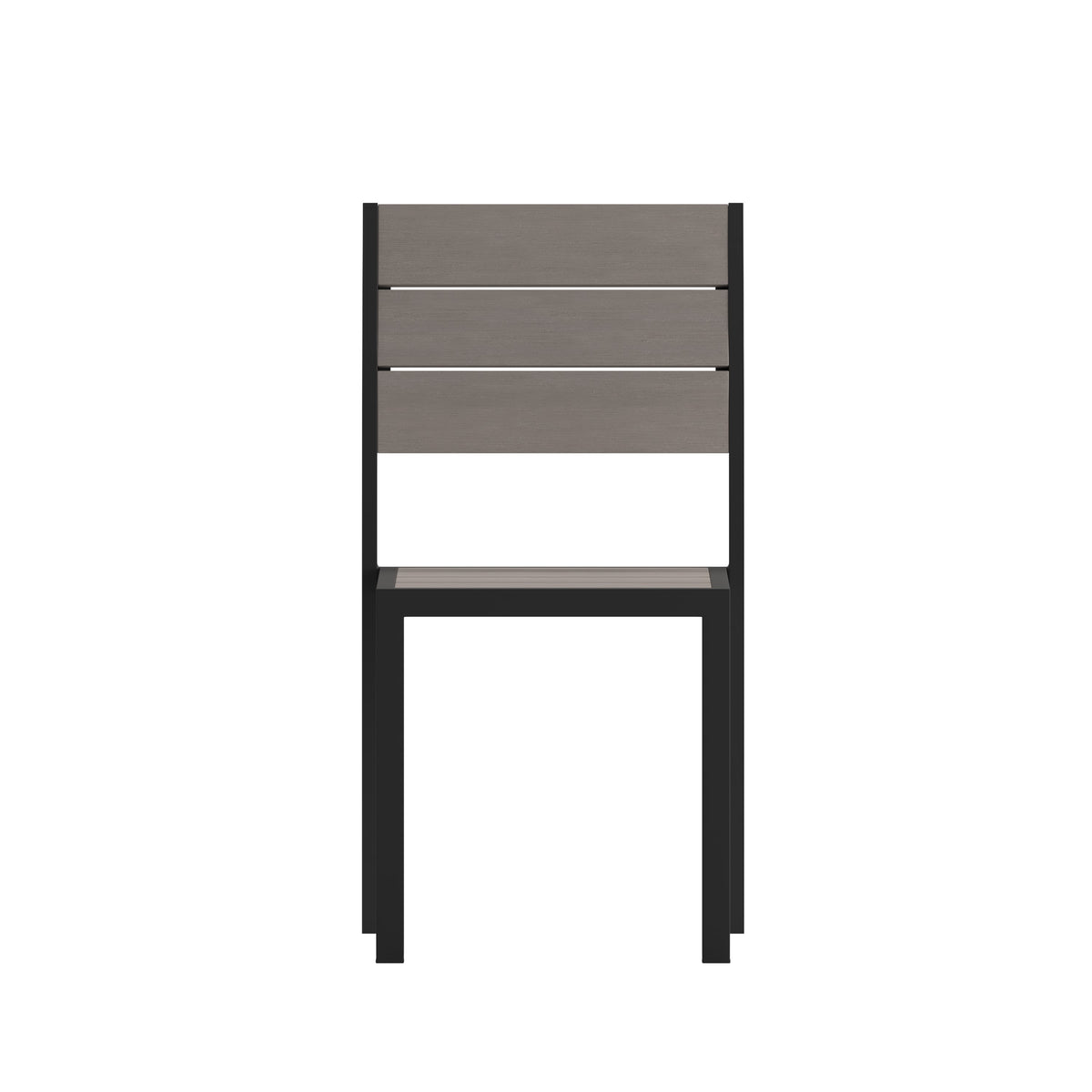 Gray |#| Commercial Grade Outdoor Faux Teak Armless Patio Dining Chair - Gray/Gray