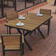 Natural |#| Commercial 59 x 35.5 Cross Frame Faux Teak Outdoor Patio Table - Natural/Gray