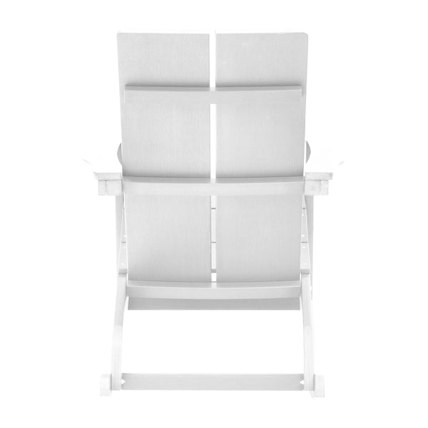 White |#| Modern 2-Slat Adirondack Poly Resin Rocking Chair for Indoor/Outdoor Use - White