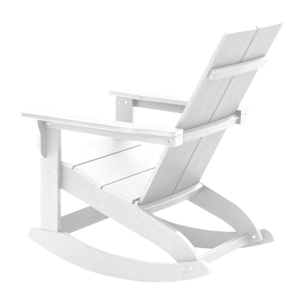 White |#| Modern 2-Slat Adirondack Poly Resin Rocking Chair for Indoor/Outdoor Use - White