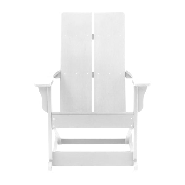 White |#| Modern 2-Slat Adirondack Poly Resin Rocking Chair for Indoor/Outdoor Use - White