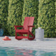 Red |#| Modern 2-Slat Adirondack Poly Resin Rocking Chair for Indoor/Outdoor Use - Red