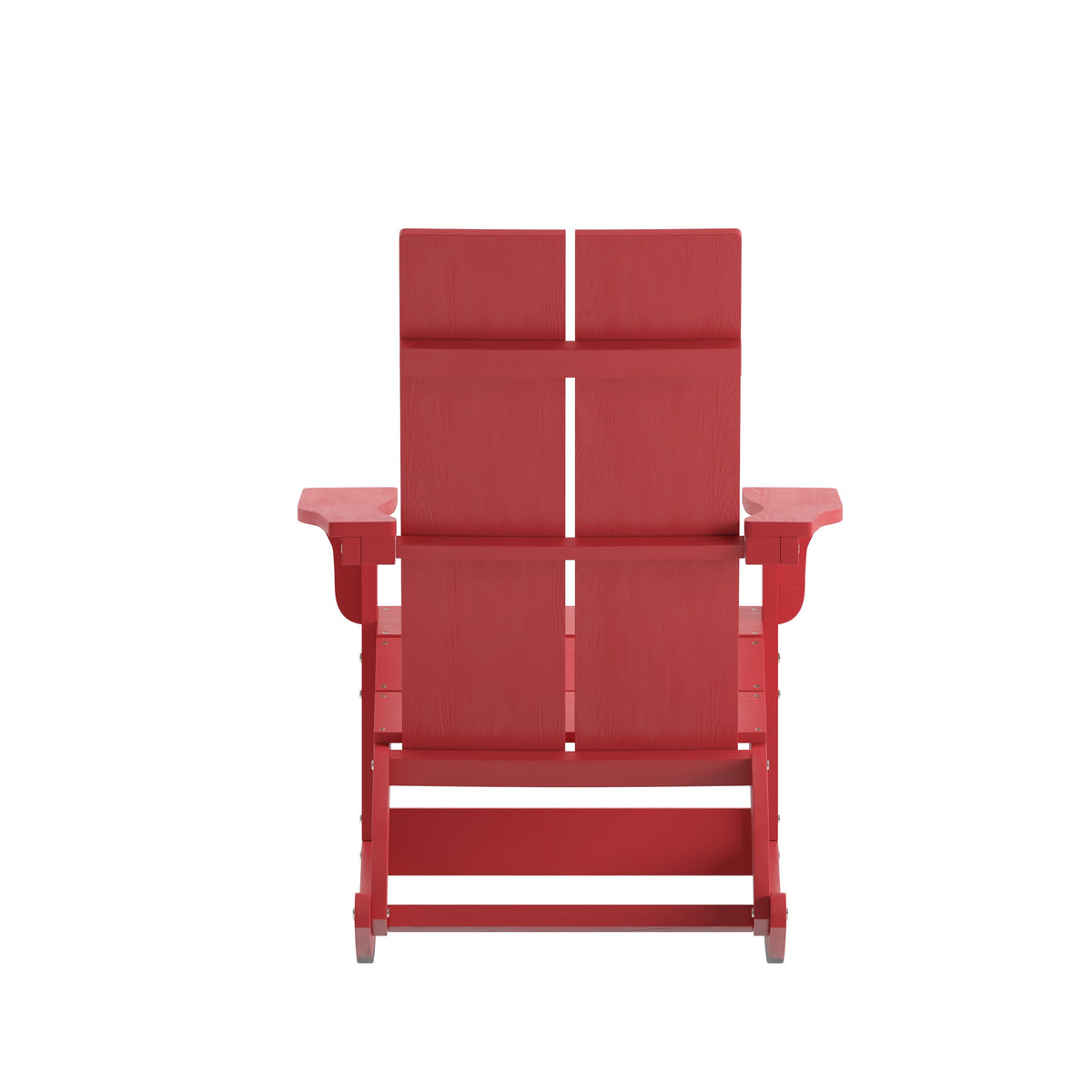 Red |#| Modern 2-Slat Adirondack Poly Resin Rocking Chair for Indoor/Outdoor Use - Red