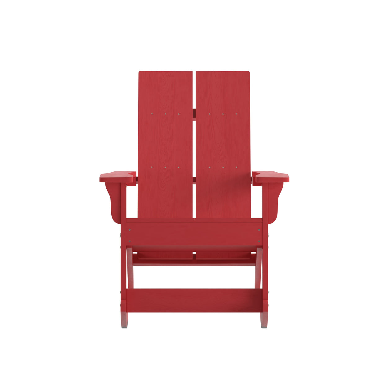 Red |#| Modern 2-Slat Adirondack Poly Resin Rocking Chair for Indoor/Outdoor Use - Red