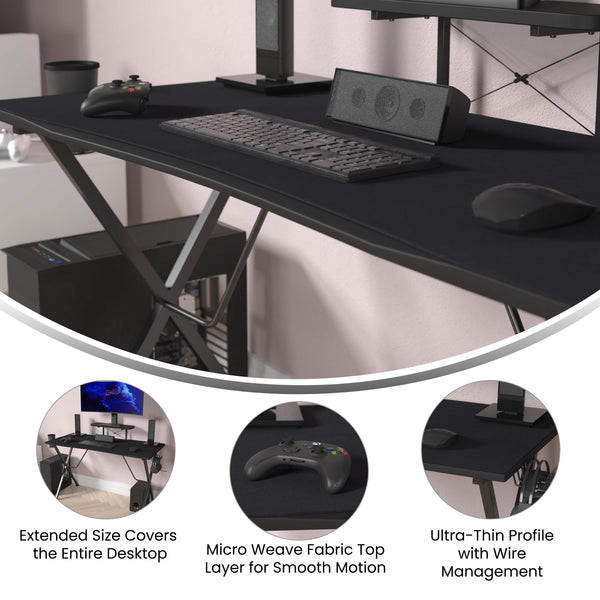 Full Desktop Anti-Slip Rubber Mouse Pad with Micro Weave Surface in Black