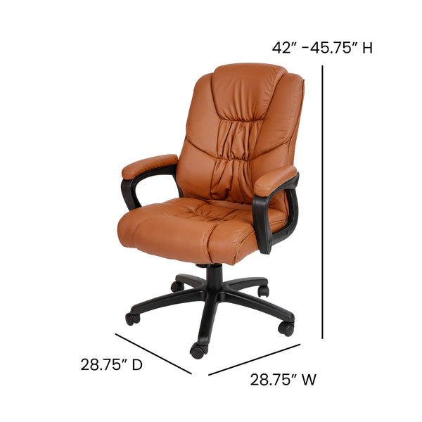 Brown |#| Big & Tall 400 lb. Rated Brown LeatherSoft Office Chair - Executive Office Chair