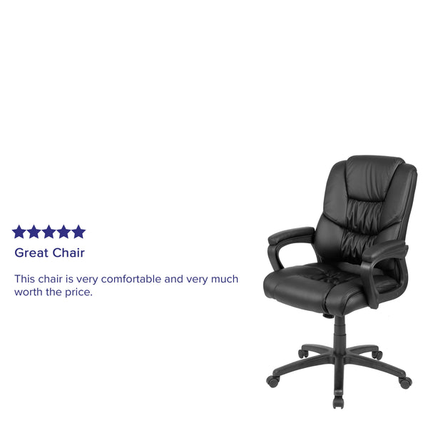 Black |#| Big & Tall 400 lb. Rated Black LeatherSoft Office Chair - Executive Office Chair