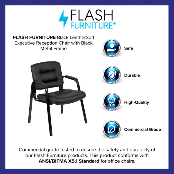 Flash Fundamentals Black LeatherSoft Executive Reception Chair - Guest Chair