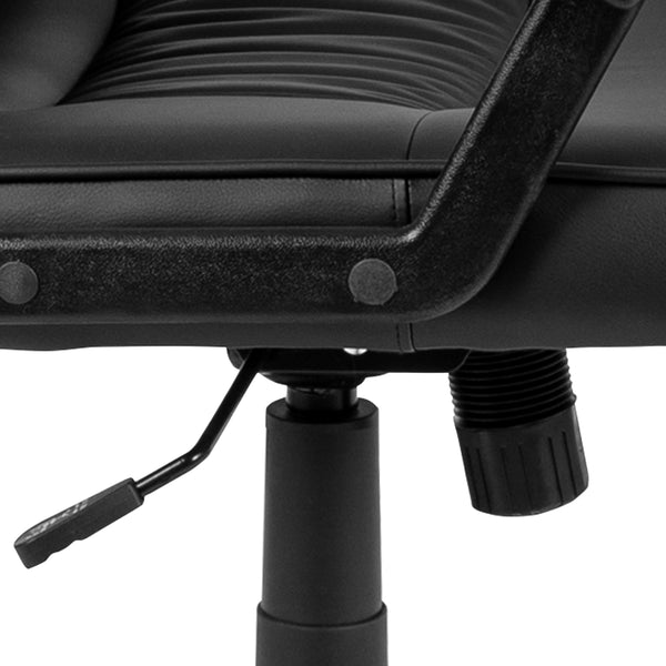 Flash Fundamentals High Back Black LeatherSoft Task Chair with Arms - Desk Chair