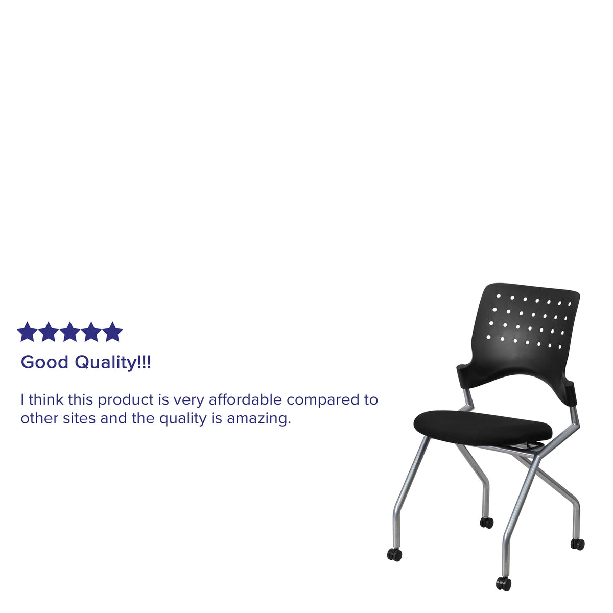 Black Fabric |#| Galaxy Mobile Nesting Chair with Curved Back and Black Fabric Seat