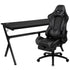 Gaming Desk and Footrest Reclining Gaming Chair Set - Cup Holder/Headphone Hook/Removable Mouse Pad Top/Wire Management