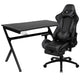 Gray |#| Black/Gray Gaming Desk Set - Cup/Headset Holder/Reclining & Footrest