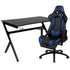 Gaming Desk and Footrest Reclining Gaming Chair Set with Cup Holder, Headphone Hook & 2 Wire Management Holes