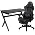 Gaming Desk and Footrest Reclining Gaming Chair Set with Cup Holder, Headphone Hook & 2 Wire Management Holes