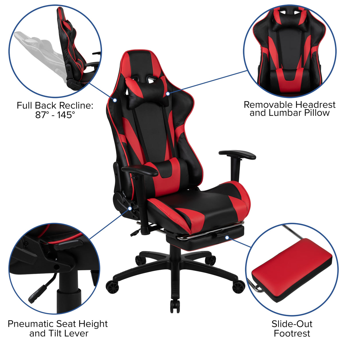 Red |#| Black Gaming Desk & Chair Set with Cup Holder, Headphone Hook, and Monitor Stand