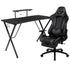 Gaming Desk and Footrest Reclining Gaming Chair Set with Cup Holder, Headphone Hook, and Monitor/Smartphone Stand