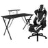 Gaming Desk and Footrest Reclining Gaming Chair Set with Cup Holder, Headphone Hook, and Monitor/Smartphone Stand