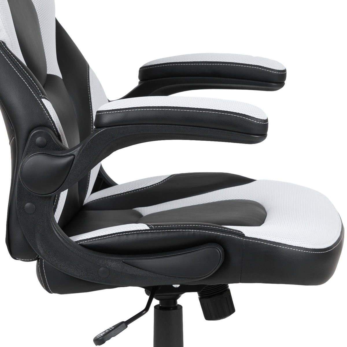 White |#| Black/White Gaming Desk Set with Cup Holder, Headphone Hook, and Monitor Stand