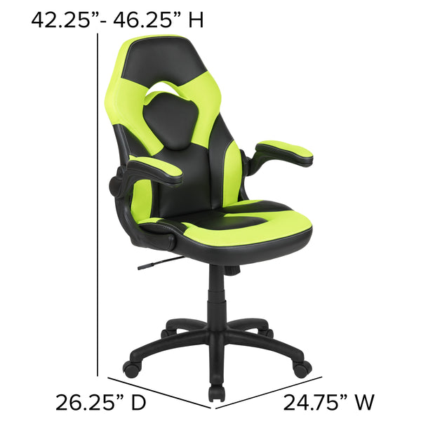 Green |#| Black/Green Gaming Desk Set with Cup Holder, Headphone Hook, and Monitor Stand