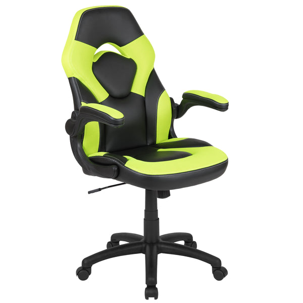 Green |#| Black/Green Gaming Desk Set with Cup Holder, Headphone Hook, and Monitor Stand