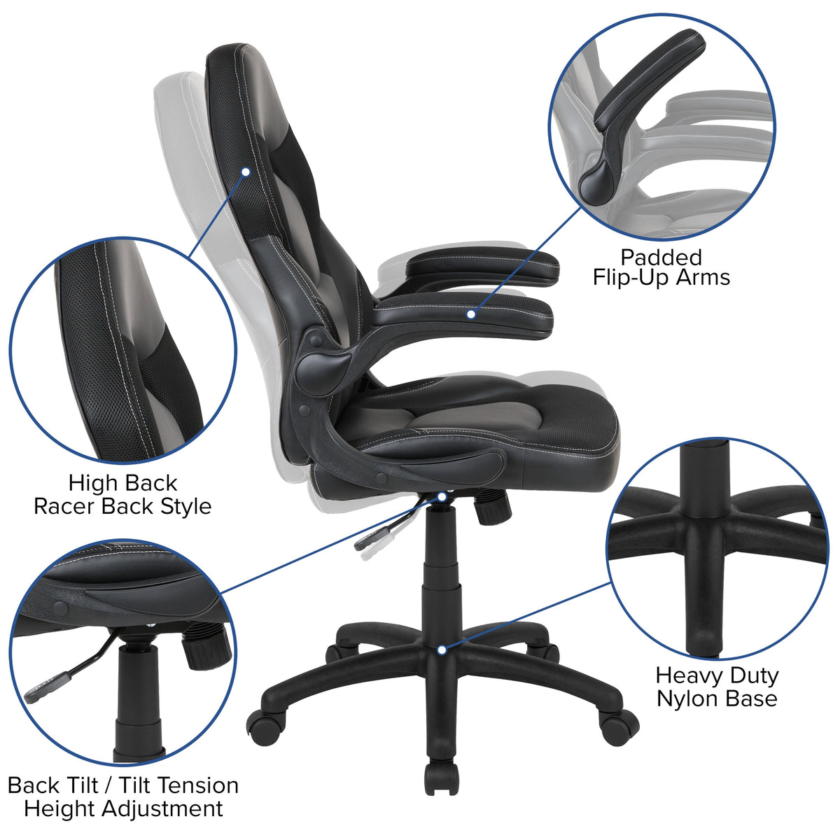 Black |#| Black Gaming Desk & Chair Set with Cup Holder, Headphone Hook, and Monitor Stand