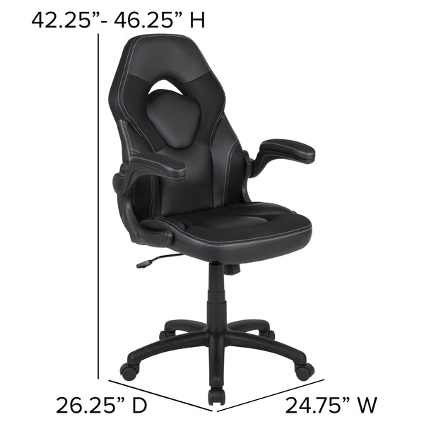 Black |#| Black Gaming Desk & Chair Set with Cup Holder, Headphone Hook, and Monitor Stand