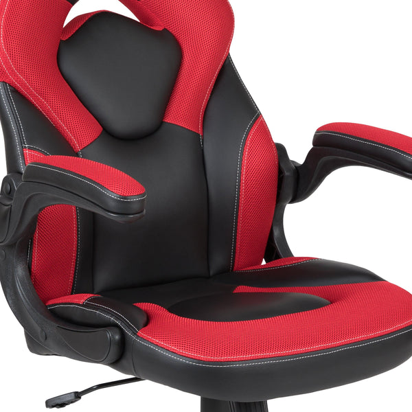 Red |#| Black/Red Gaming Desk Set with Cup Holder, Headphone Hook, and Monitor Stand