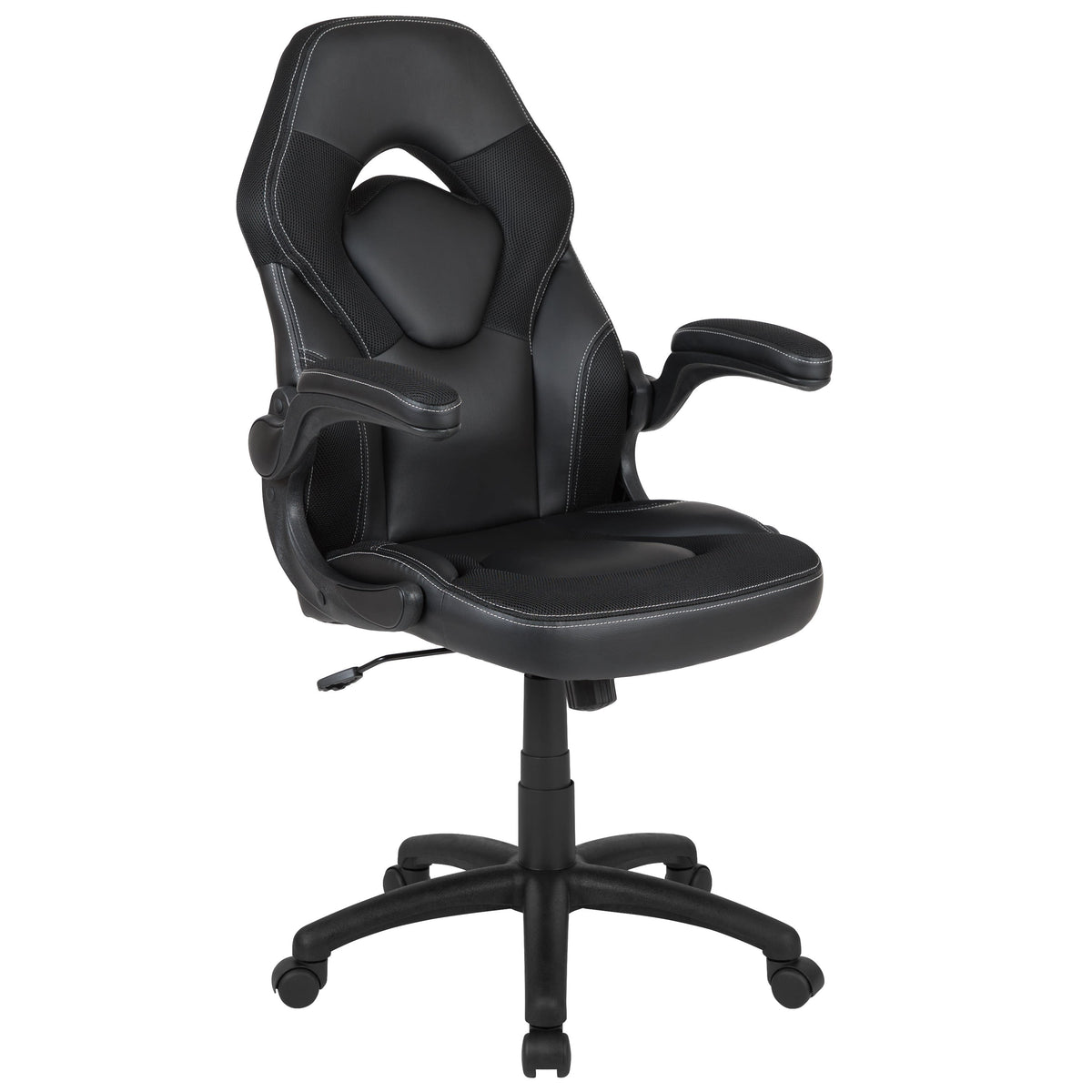 Black |#| Black Gaming Desk & Chair Set with Cup Holder, Headphone Hook, and Monitor Stand