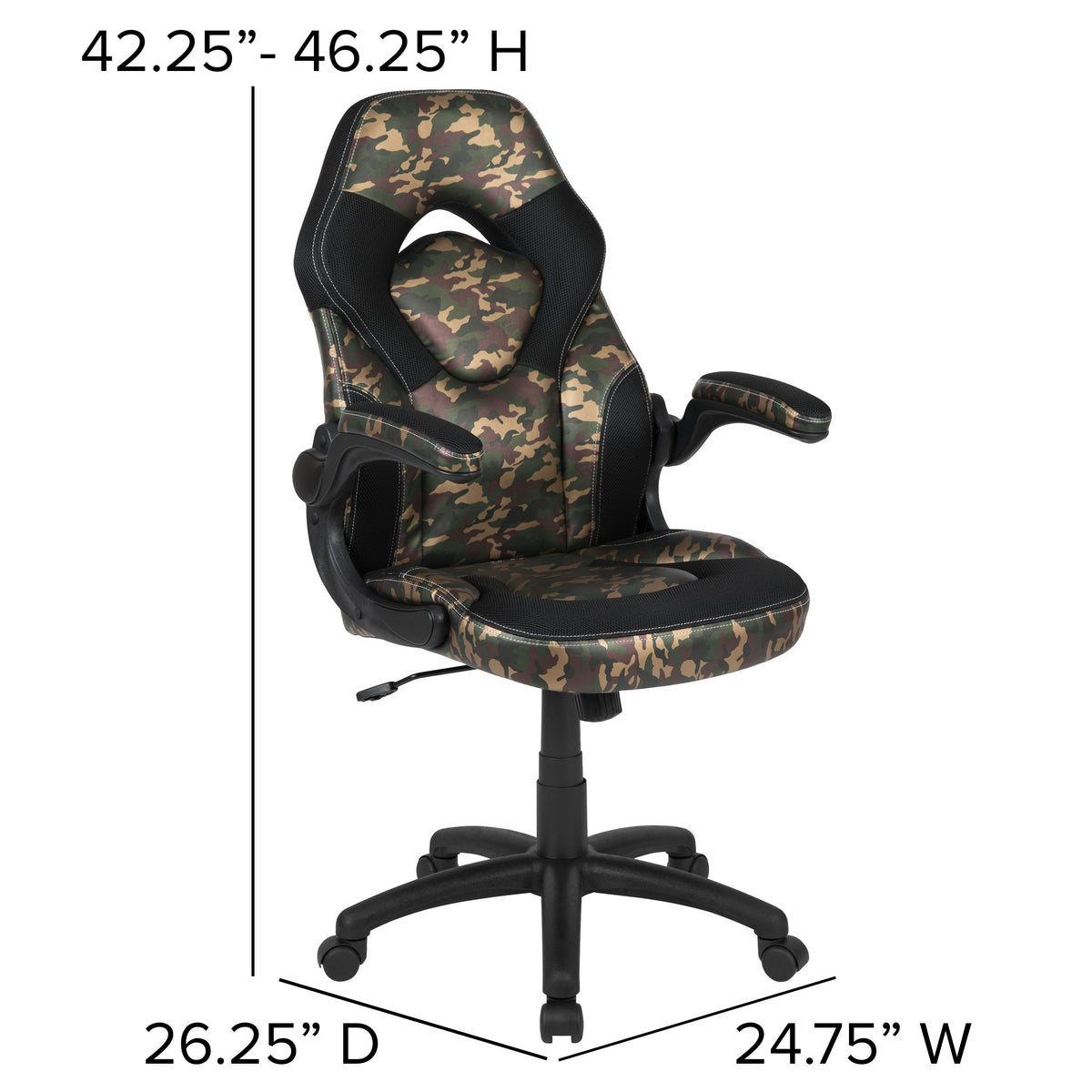 Camouflage |#| Black/Camo Gaming Desk Set with Cup Holder, Headphone Hook, and Monitor Stand