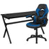 Gaming Desk and Racing Chair Set with Cup Holder, Headphone Hook and Removable Mouse Pad Top - 2 Wire Management Holes