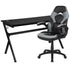 Gaming Desk and Racing Chair Set with Cup Holder, Headphone Hook and Removable Mouse Pad Top - 2 Wire Management Holes