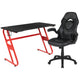 Black |#| Desk Bundle - Red Gaming Desk, Cup Holder, Headphone Hook and Black Chair