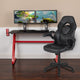 Black |#| Desk Bundle - Red Gaming Desk, Cup Holder, Headphone Hook and Black Chair