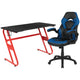 Blue |#| Desk Bundle - Red Gaming Desk, Cup Holder, Headphone Hook and Blue Chair