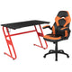 Orange |#| Desk Bundle - Red Gaming Desk, Cup Holder, Headphone Hook and Orange Chair