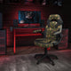 Camouflage |#| Desk Bundle - Red Gaming Desk, Cup Holder, Headphone Hook and Camouflage Chair