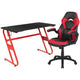 Red |#| Desk Bundle - Red Gaming Desk, Cup Holder, Headphone Hook and Red/Black Chair