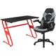 Gray |#| Desk Bundle - Red Gaming Desk, Cup Holder, Headphone Hook and Gray Chair