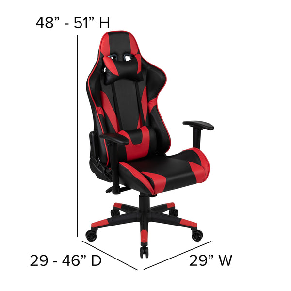 Red |#| Gaming Bundle-Desk, Cup Holder/Headphone Hook & Red Reclining Chair