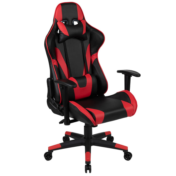 Red |#| Gaming Bundle-Desk, Cup Holder/Headphone Hook & Red Reclining Chair