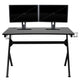 Black |#| Gaming Bundle-Desk, Cup Holder/Headphone Hook & Black Reclining Chair