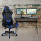 Blue |#| Gaming Bundle-Desk, Cup Holder/Headphone Hook & Blue Reclining Chair