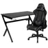 Gaming Desk and Reclining Gaming Chair Set with Cup Holder, Headphone Hook & 2 Wire Management Holes