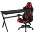 Gaming Desk and Reclining Gaming Chair Set with Cup Holder, Headphone Hook & Removable Mouse Pad Top - Wire Management