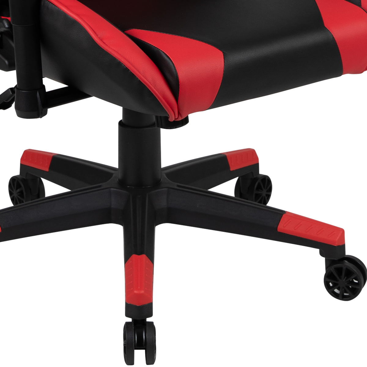 Red |#| Desk Bundle - Red Gaming Desk, Cup Holder, Headphone Hook and Reclining Chair