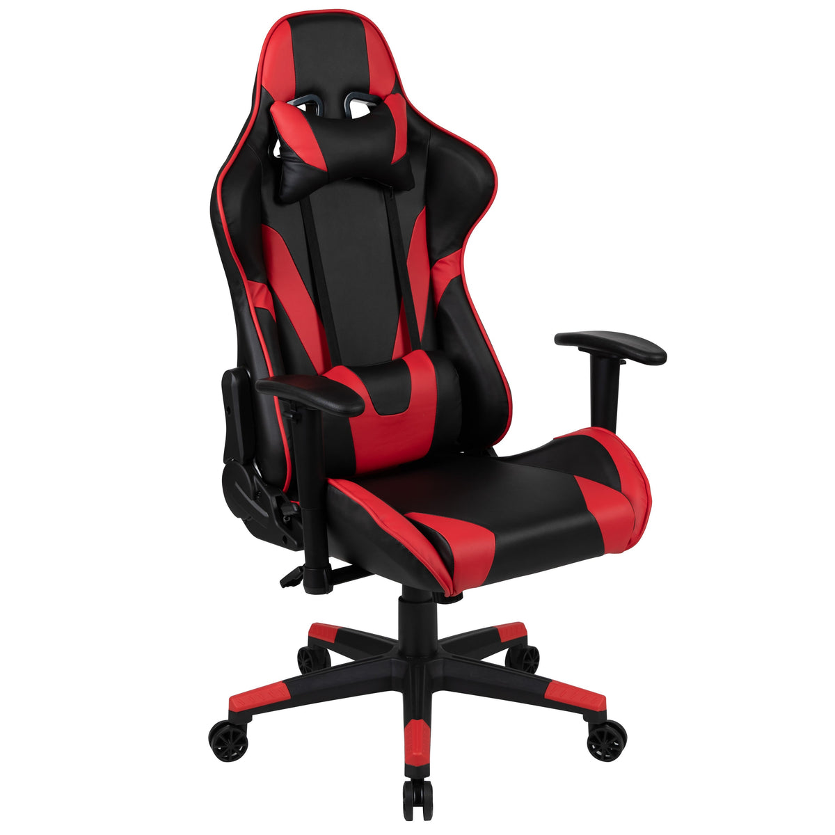 Red |#| Desk Bundle - Red Gaming Desk, Cup Holder, Headphone Hook and Reclining Chair