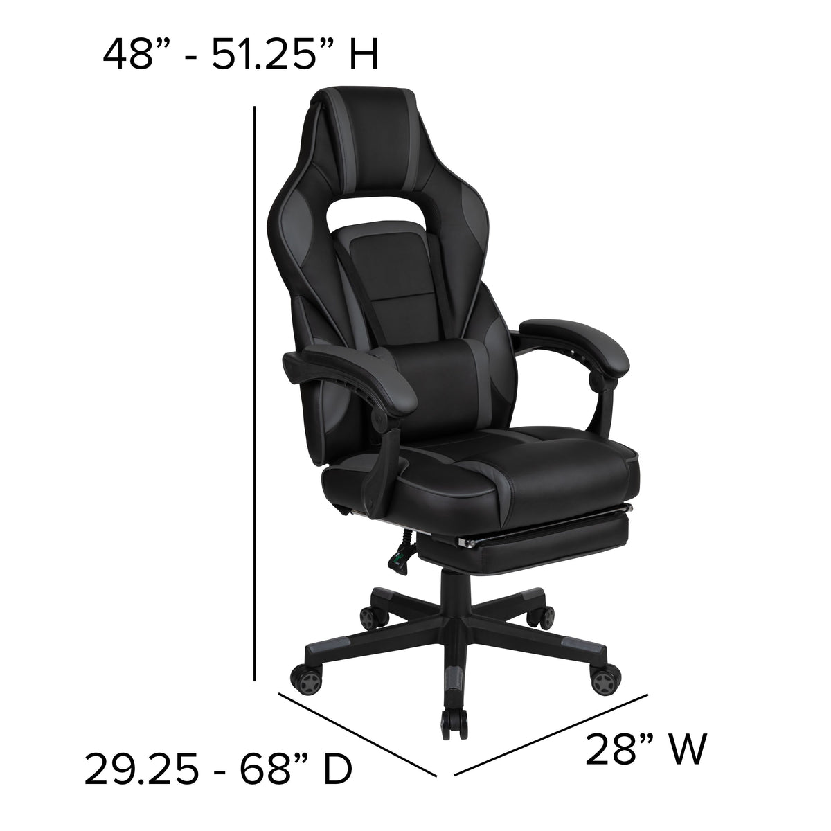 Black |#| Black/Black Gaming Desk Set - Cup/Headset Holder/Reclining & Footrest