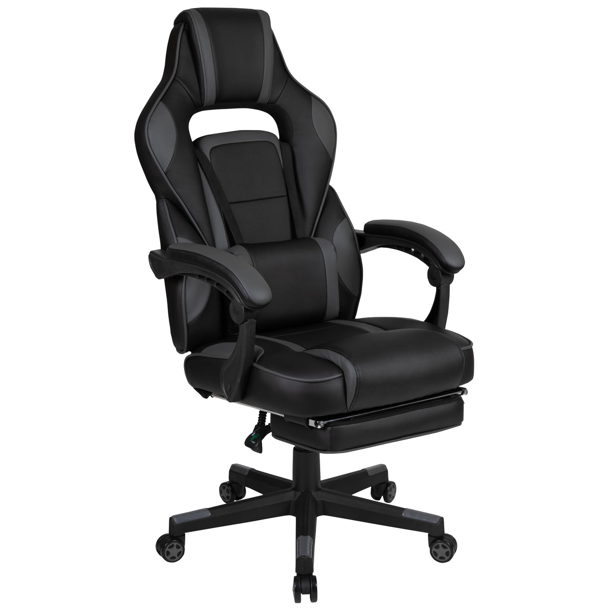 Black |#| Black/Black Gaming Desk Set - Cup/Headset Holder/Reclining & Footrest