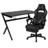 Gaming Desk with Cup Holder/Headphone Hook/2 Wire Management Holes & Reclining Back/Arms Gaming Chair with Footrest